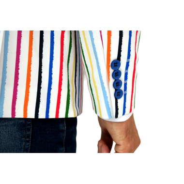 MARCO MILANO Marynarka męska C07 kolorowa, efektowna w paski, casual