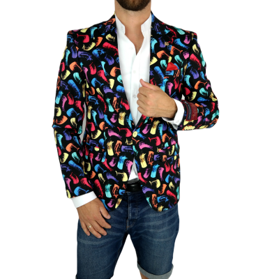 MARCO MILANO Marynarka męska czarna C03 kolorowy pędzel, efektowna, casual | Sklep GriShop.eu | Marynarki