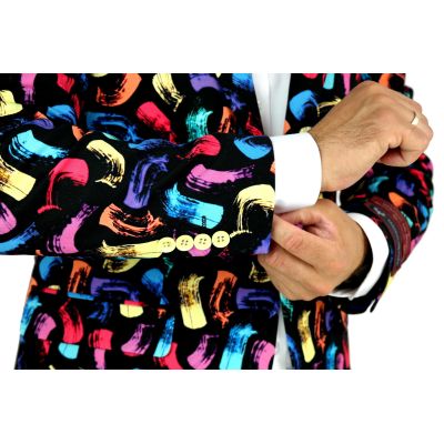 MARCO MILANO Marynarka męska czarna C03 kolorowy pędzel, efektowna, casual | Sklep GriShop.eu | Marynarki