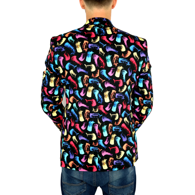 MARCO MILANO Marynarka męska czarna C03 kolorowy pędzel, efektowna, casual | Sklep GriShop.eu | Marynarki