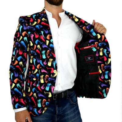 MARCO MILANO Marynarka męska czarna C03 kolorowy pędzel, efektowna, casual | Sklep GriShop.eu | Marynarki