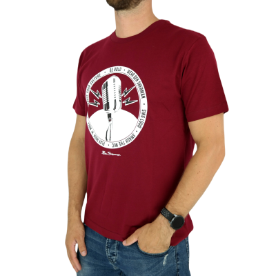 BEN SHERMAN T-shirt męski TBS7 bordowy, muzyczny nadruk, mikrofon | Sklep GriShop.eu | Koszulki