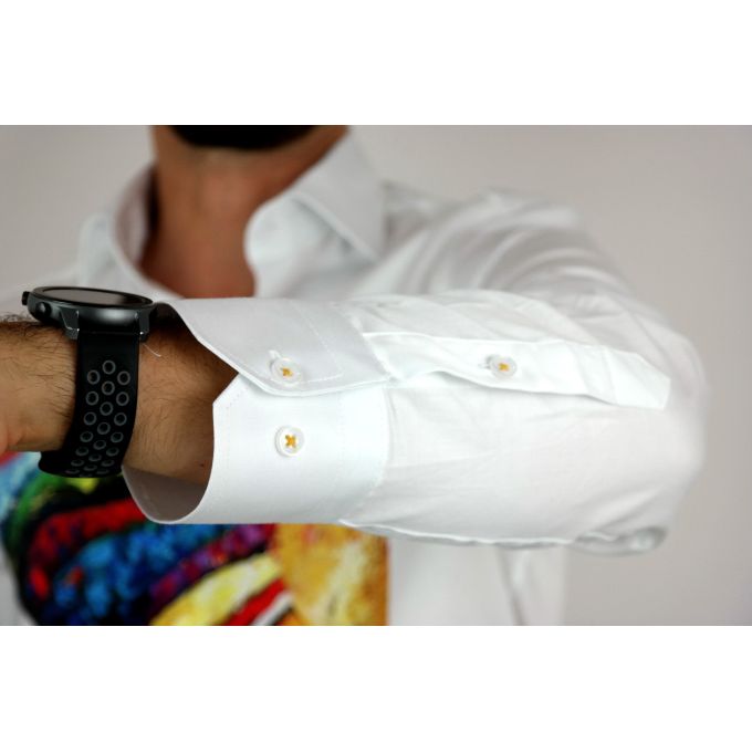 GUISEPPE LUIGI Koszula męska GL20 biała z efektownym kolorowym nadrukiem, twarz | Sklep GriShop.eu | Koszule