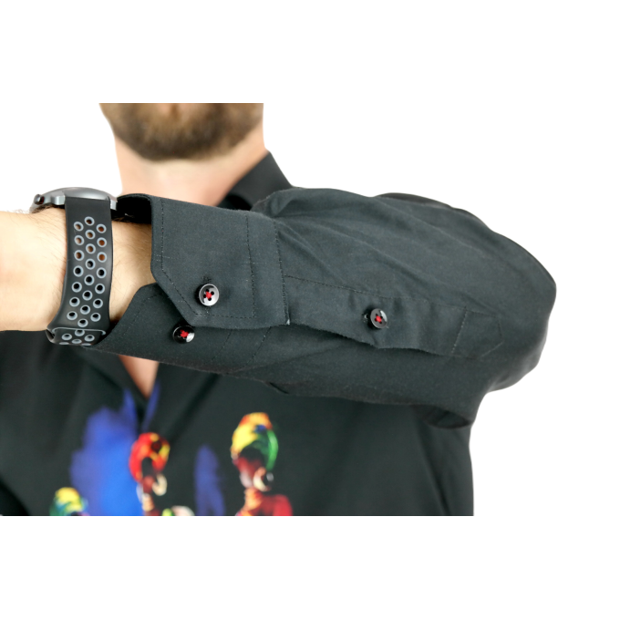 GUISEPPE LUIGI Koszula męska GL21 czarna z efektownym kolorowym nadrukiem | Sklep GriShop.eu | Koszule