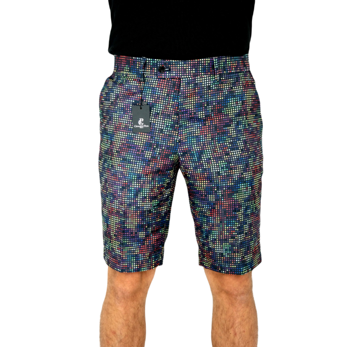 GIOVANNI PERA Spodenki męskie kolorowe chinosy, piksele disco | Sklep GriShop.eu | Krótkie spodenki