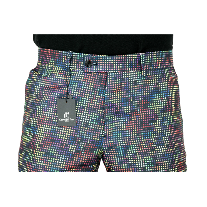 GIOVANNI PERA Spodenki męskie kolorowe chinosy, piksele disco | Sklep GriShop.eu | Krótkie spodenki