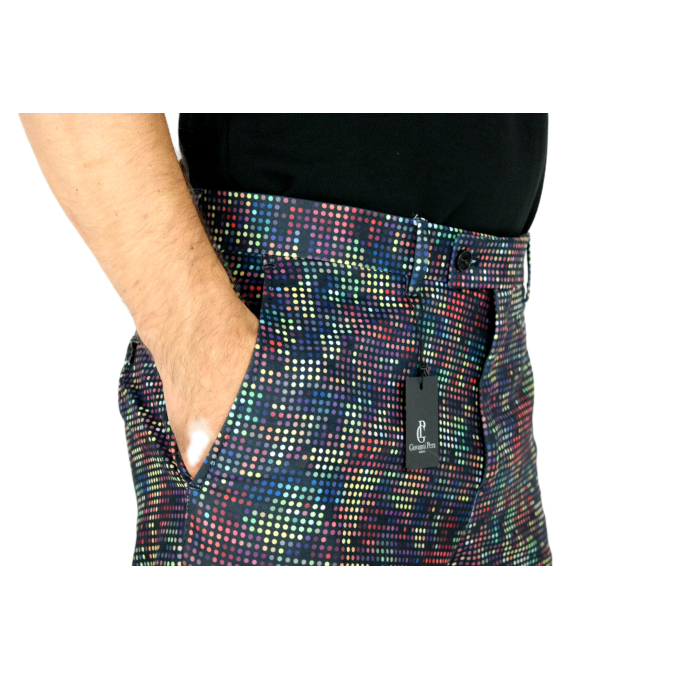 GIOVANNI PERA Spodenki męskie kolorowe chinosy, piksele disco | Sklep GriShop.eu | Krótkie spodenki