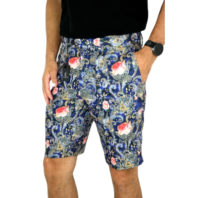 GIOVANNI PERA Spodenki męskie kolorowe chinosy, kwiaty róże paisley | Sklep GriShop.eu | Krótkie spodenki