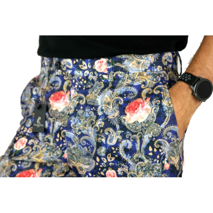 GIOVANNI PERA Spodenki męskie kolorowe chinosy, kwiaty róże paisley | Sklep GriShop.eu | Krótkie spodenki