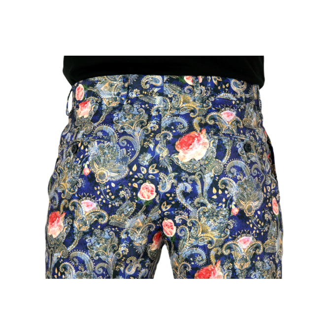 GIOVANNI PERA Spodenki męskie kolorowe chinosy, kwiaty róże paisley | Sklep GriShop.eu | Krótkie spodenki
