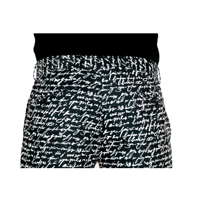 GIOVANNI PERA Spodenki męskie czarno-białe chinosy, pismo napisy | Sklep GriShop.eu | Krótkie spodenki