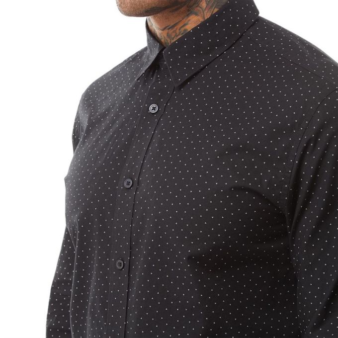 SELECTED HOMME Koszula męska czarna KSH1 w drobny wzór | Sklep GriShop.eu | Koszule