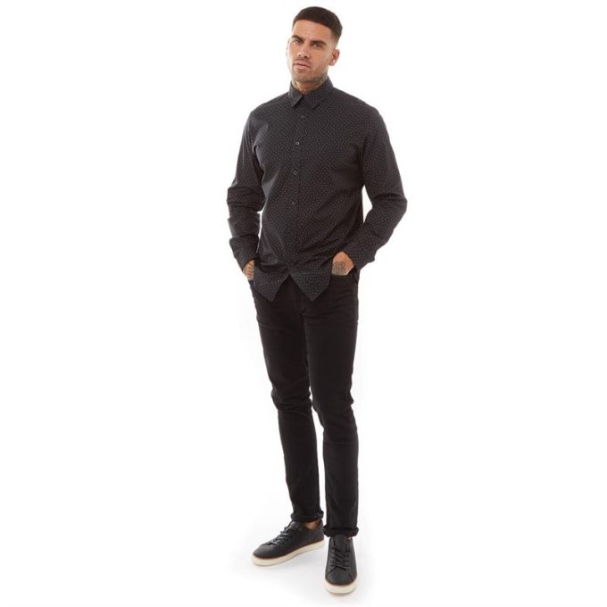 SELECTED HOMME Koszula męska czarna KSH1 w drobny wzór | Sklep GriShop.eu | Koszule