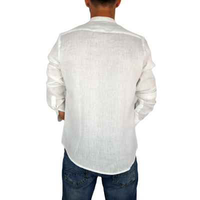 U.S. GRAND POLO Koszula męska KG5 biała, stójka, LEN | Sklep GriShop.eu | Koszule