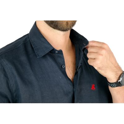 U.S. GRAND POLO Koszula męska KG6 granatowa, LEN | Sklep GriShop.eu | Koszule