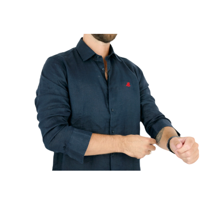 U.S. GRAND POLO Koszula męska KG6 granatowa, LEN | Sklep GriShop.eu | Koszule