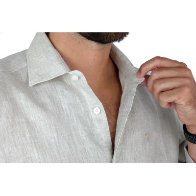 NORTH SAILS Koszula męska KNS1 beżowa, LEN | Sklep GriShop.eu | Koszule