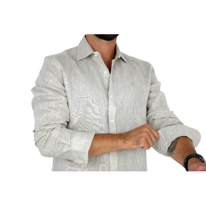 NORTH SAILS Koszula męska KNS1 beżowa, LEN | Sklep GriShop.eu | Koszule