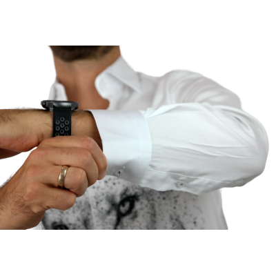 GUISEPPE LUIGI Koszula męska GL35 biała z efektownym czarnym nadrukiem, lew | Sklep GriShop.eu | Koszule