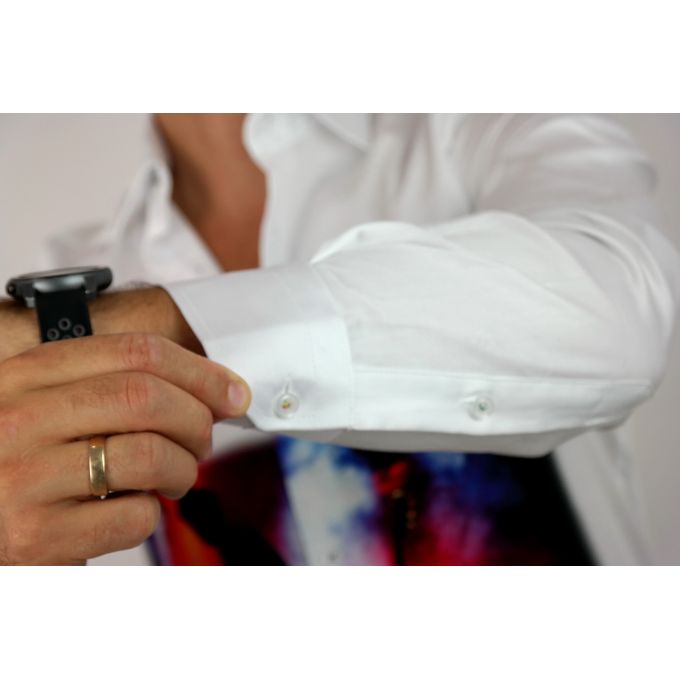 GUISEPPE LUIGI Koszula męska GL36 biała z efektownym kolorowym nadrukiem muzycznym, gitarzysta | Sklep GriShop.eu | Koszule