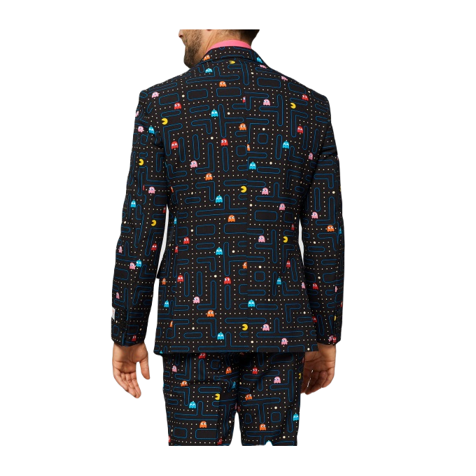 OPPOSUITS Garnitur męski z krawatem, czarny, kolorowy PAC-MAN, wzór, casual | Sklep GriShop.eu | Garnitury