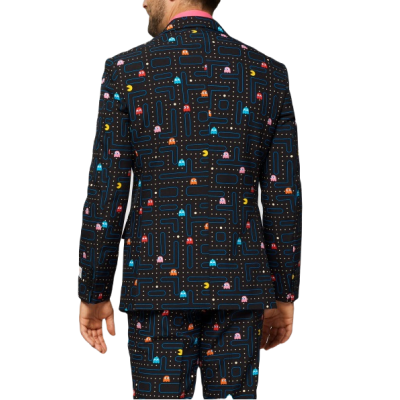OPPOSUITS Garnitur męski z krawatem, czarny, kolorowy PAC-MAN, wzór, casual | Sklep GriShop.eu | Garnitury