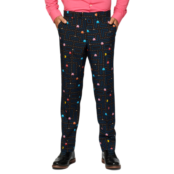 OPPOSUITS Garnitur męski z krawatem, czarny, kolorowy PAC-MAN, wzór, casual | Sklep GriShop.eu | Garnitury