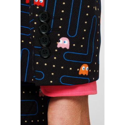 OPPOSUITS Garnitur męski z krawatem, czarny, kolorowy PAC-MAN, wzór, casual | Sklep GriShop.eu | Garnitury