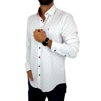 DANIEL BESSI Koszula męska fb042 biała w drobny wzór, efekt jedwabiu | Sklep GriShop.eu | Koszule