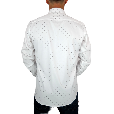 DANIEL BESSI Koszula męska fb042 biała w drobny wzór, efekt jedwabiu | Sklep GriShop.eu | Koszule
