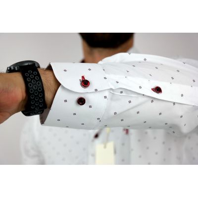 DANIEL BESSI Koszula męska fb042 biała w drobny wzór, efekt jedwabiu | Sklep GriShop.eu | Koszule