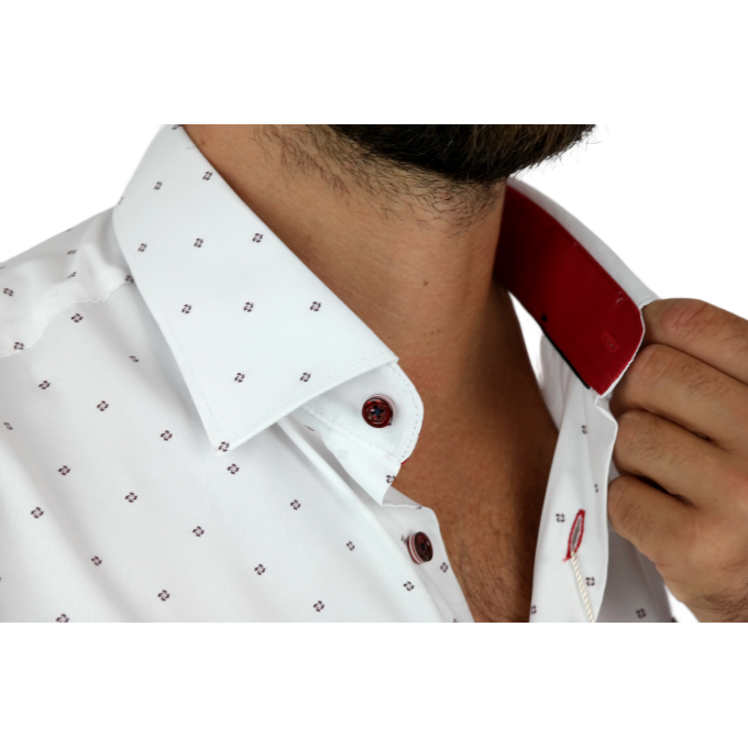 DANIEL BESSI Koszula męska fb042 biała w drobny wzór, efekt jedwabiu | Sklep GriShop.eu | Koszule