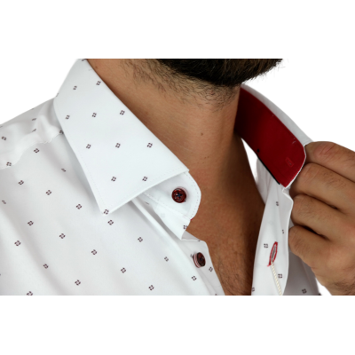 DANIEL BESSI Koszula męska fb042 biała w drobny wzór, efekt jedwabiu | Sklep GriShop.eu | Koszule