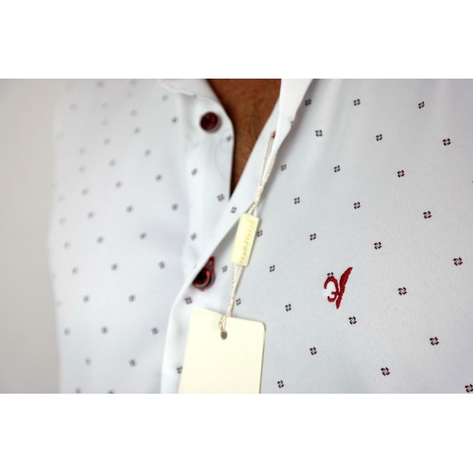 DANIEL BESSI Koszula męska fb042 biała w drobny wzór, efekt jedwabiu | Sklep GriShop.eu | Koszule