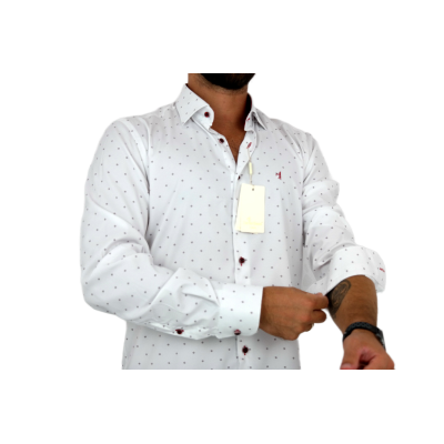 DANIEL BESSI Koszula męska fb042 biała w drobny wzór, efekt jedwabiu | Sklep GriShop.eu | Koszule