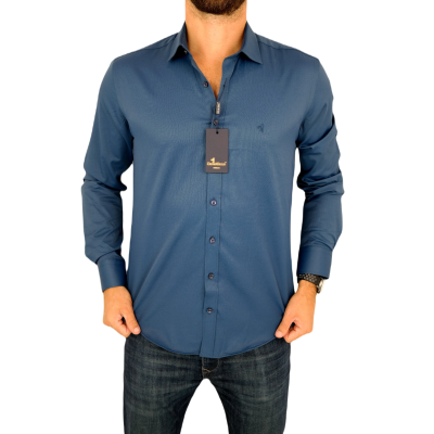 DANIEL BESSI Koszula męska FB030 morska, lycra | Sklep GriShop.eu | Koszule