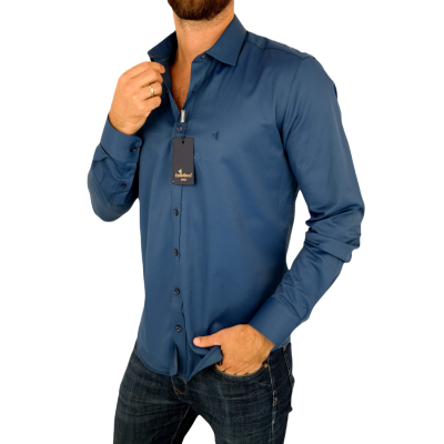 DANIEL BESSI Koszula męska FB030 morska, lycra | Sklep GriShop.eu | Koszule