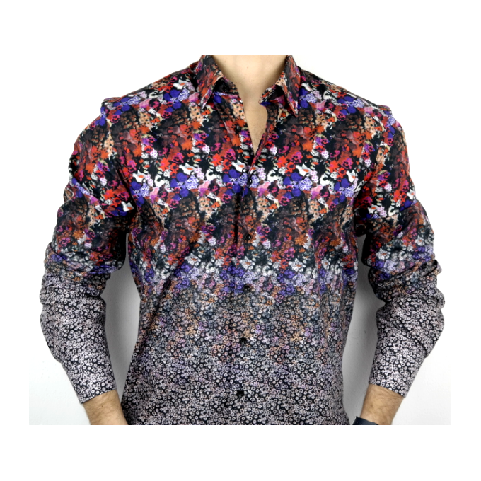 DANIEL BESSI koszula męska fb097 kolorowa kwietki cieniowana | Sklep GriShop.eu | Koszule
