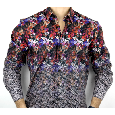 DANIEL BESSI koszula męska fb097 kolorowa kwietki cieniowana | Sklep GriShop.eu | Koszule