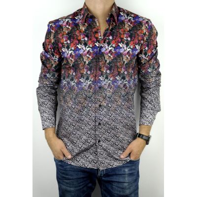 DANIEL BESSI koszula męska fb097 kolorowa kwietki cieniowana | Sklep GriShop.eu | Koszule