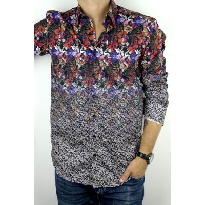 DANIEL BESSI koszula męska fb097 kolorowa kwietki cieniowana | Sklep GriShop.eu | Koszule