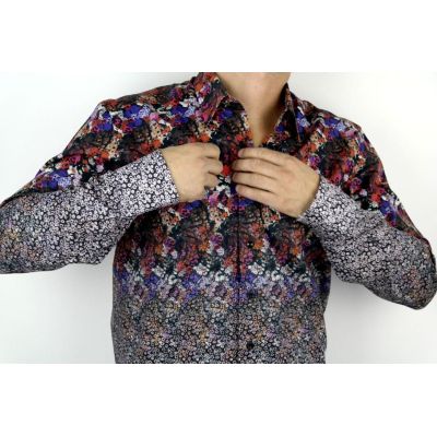 DANIEL BESSI koszula męska fb097 kolorowa kwietki cieniowana | Sklep GriShop.eu | Koszule