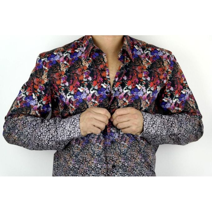 DANIEL BESSI koszula męska fb097 kolorowa kwietki cieniowana | Sklep GriShop.eu | Koszule