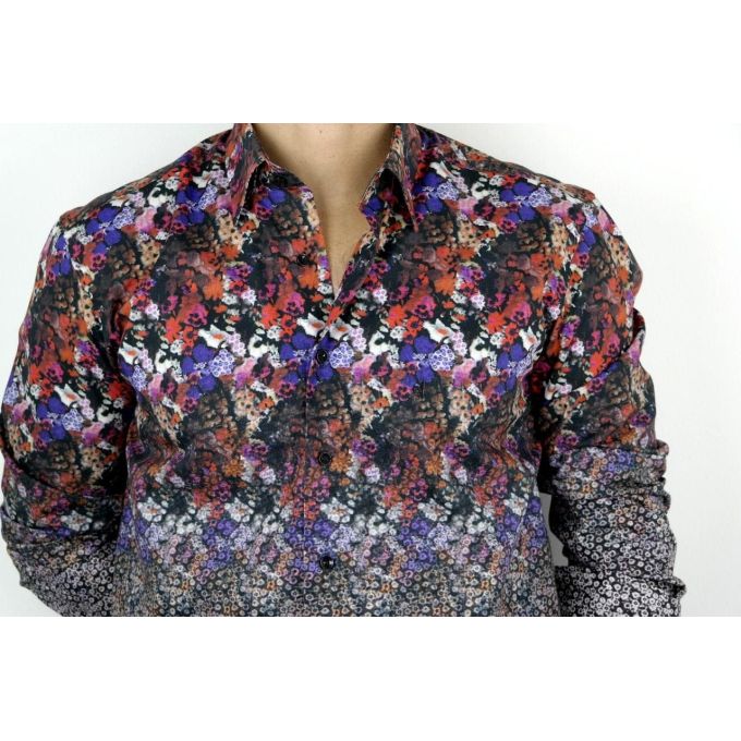 DANIEL BESSI koszula męska fb097 kolorowa kwietki cieniowana | Sklep GriShop.eu | Koszule