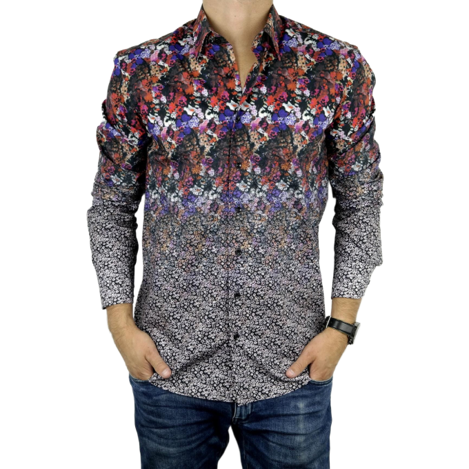 DANIEL BESSI koszula męska fb097 kolorowa kwietki cieniowana | Sklep GriShop.eu | Koszule