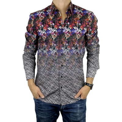 DANIEL BESSI koszula męska fb097 kolorowa kwietki cieniowana | Sklep GriShop.eu | Koszule