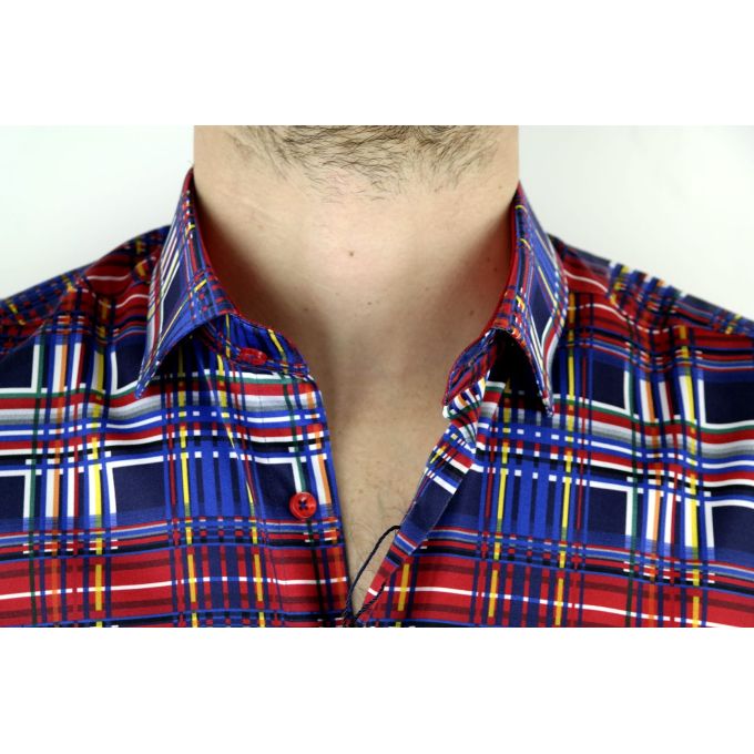 DANIEL BESSI Koszula męska fb293 kolorowa krata | Sklep GriShop.eu | Koszule