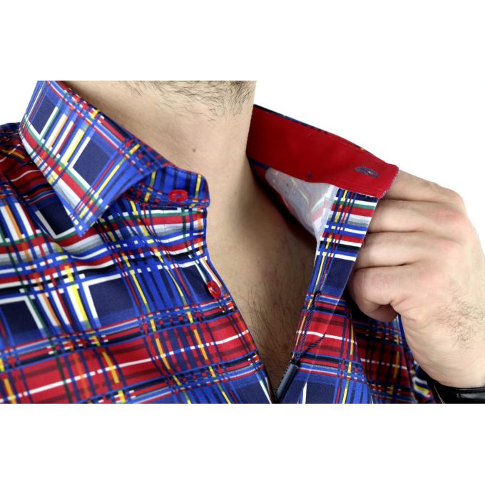 DANIEL BESSI Koszula męska fb293 kolorowa krata | Sklep GriShop.eu | Koszule