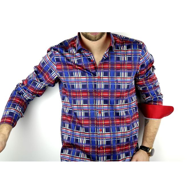 DANIEL BESSI Koszula męska fb293 kolorowa krata | Sklep GriShop.eu | Koszule