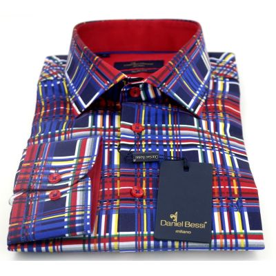 DANIEL BESSI Koszula męska fb293 kolorowa krata | Sklep GriShop.eu | Koszule